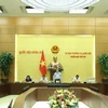 National Assembly Chairman Tran Thanh Man speaks at the meeting. (Photo: VNA)