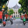 A Hanoi street brightens up for National Day. (Photo: VNA)