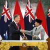 Indonesia’s Defence Minister and president-elect Prabowo Subianto (right) and Australia's Defence Minister and Deputy Prime Minister Richard Marles shake hands after signing the Australia-Indonesia Defence Cooperation Agreement (DCA) in Magelang, Central Java, on August 29. ( Photo: AFP) 