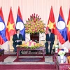 Secretary of the Ho Chi Minh City Party Committee Nguyen Van Nen (R) meets with General Secretary of the Lao People's Revolutionary Party (LPRP) Central Committee and President of Laos Thongloun Sisoulith on September 12. (Photo: VNA)