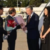 Party General Secretary and State President To Lam and his spouse are greeted at John F. Kennedy International Airport by Vietnamese Ambassador to the US Nguyen Quoc Dung and Ambassador Dang Hoang Giang, Permanent Representative of Vietnam to the UN. (Photo: VNA)