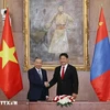 Visiting General Secretary of the Communist Party of Vietnam Central Committee and State President To Lam (L) and Mongolian President Ukhnaagiin Khurelsukh. (Photo: VNA)