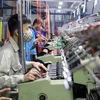 Workers during a working shift at a packaging factory in the northern province of Hung Yen. (Photo: VNA)