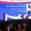 Lao Deputy Prime Minister and Minister of Foreign Affairs Saleumxay Kommasith speaks at the forum. (Photo: https://kpl.gov.la/)