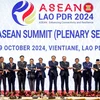 Sinagporean Prime Minister Lawrence Wong (third from left) and other Asean leaders gathering at the 44th ASEAN Summit's Plenary Session in Vientiane, Laos on October 9. (Photo: The Straits Times)