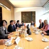 Deputy Prime Minister Ho Duc Phoc (third, left) holds a working session with representatives of the Germany-ASEAN Parliamentary Friendship Group on October 10. (Photo: VNA)