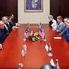 Prime Minister Anwar Ibrahim (second, left) meets with US Secretary of State Antony Blinken (second, right) on the sidelines of the 44th and 45th ASEAN Summits and Related Summits in Vientiane October 10, 2024. (Photo: Bernama) 