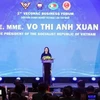 Vice State President of Vietnam Vo Thi Anh Xuan addresses the opening of the first Veterans Confederation of ASEAN Countries (VECONAC) Business Forum in Hanoi on October 25 (Photo: VNA)