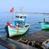 Fishing vessels are inspected when entering Duong Dong river estuary in Phu Quoc city, Kien Giang province. (Photo: VNA)