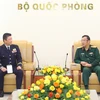 Deputy Defence Minister, Sen. Lieut. Gen. Pham Hoai Nam (R) receives Major General Aoi Kei from the Japan Ground Self-Defense Force (JGSDF) in Hanoi on November 4. (Photo: qdnd.vn)