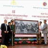 Representatives of Vietnamese veterans hand over a painting to the Cambodian Consul General in Ho Chi Minh City. (Photo: VNA)