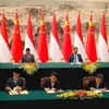 The signing of the Technical Cooperation Guidelines in the fisheries sector between Indonesian Minister of Marine Affairs and Fisheries Sakti Wahyu Trenggono and the Chinese Minister of Agriculture and Rural Affairs, Han Jun, in Beijing, China, on November 9. (Photo: ANTARA)