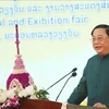 Lao Prime Minister Sonexay Siphandone speaks at the opening ceremony of The Thatluang Festival and Laos Trade Fair 2024 on November 11 in Vientiane. (Photo: VNA)