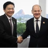 Singaporean Prime Minister Lawrence Wong (left) and German Chancellor Olaf Scholz meet on the sidelines of the G-20 Summit in Brazil on November 18 (Photo: The Straits Times)