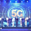 Delegates at the launch of 5G services provided by Unitel in Laos. (Photo: VNA)