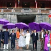 UNESCO Director-General Audrey Azoulay (seventh from right) visits Hue royal palace in September 2022. (Photo: VNA)