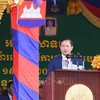 El primer ministro camboyano, Hun Manet, habla en la ceremonia del 47º aniversario del “Viaje para derrocar al régimen genocida de Pol Pot” (20 de junio de 1977), en la provincia de Tbong Khmum. (Foto: VNA)