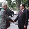 El titular de la Asamblea Nacional, Tran Thanh Man (derecha), se reúne con el presidente de Timor Leste, José Ramos-Horta. (Foto: VNA)