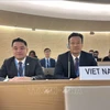 El embajador Mai Phan Dung (derecha), jefe de la misión permanente de Vietnam ante la ONU, la Organización Mundial del Comercio y otras instituciones internacionales en Ginebra (Foto: VNA)