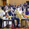 El presidente de la Asamblea Nacional, Tran Thanh Man (tercero desde la izquierda), encabeza una delegación vietnamita al participar en la 11ª sesión plenaria del IPTP. (Foto: VNA)