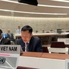 Le chef adjoint de la délégation permanente du Vietnam à Genève, Cung Duc Han lors de la session. Photo : VNA