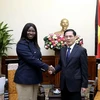 Le ministre des Affaires étrangères Bui Thanh Son et la secrétaire d'État à la Coopération internationale de la Guinée-Bissau Nancy Raisa Cardoso. Photo : VNA