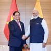 Le Premier ministre Pham Minh Chinh (droite) et son homologue indien Narendra Modi. Photo : VNA