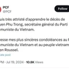 Líderes de partidos comunistas y de izquierda elogian dedicación del máximo dirigente vietnamita 