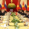 俄罗斯总统普京与越共中央总书记阮富仲举行会谈。图自越通社