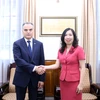 越南外交部副部长黎氏秋恒会见土库曼斯坦驻越大使帕拉哈特·杜尔季耶夫。图自越通社