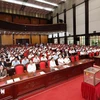 越共第十三届中央委员会会议闭幕式。图自越通社