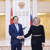 National Assembly Chairman Tran Thanh Man (left) and Speaker of the Federation Council of the Federal Assembly of the Russian Federation Valentina Ivanovna Matvienko. (Photo: VNA)