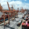 Containers of goods for export at a northern seaport. (Photo: VietnamPlus)