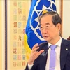 韩国总理韩德洙接受越通社记者的采访。图自越通社