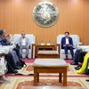 Secretary of the Dien Bien provincial Party Committee Tran Quoc Cuong receives a delegation of the Vietnam-Japan Friendship Association on July 18. (Photo: VNA)