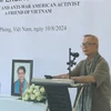 Prof. Ngo Thanh Nhan, Merle Ratner’s husband, speaks at the ceremony in Hai Phong city on August 10. (Photo: VNA)