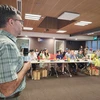 An entrepreneur pitches his ideas to the panel of experts at the workshop. (Photo: VNA) 