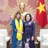 Vice Chairwoman of the National Assembly (NA) of Vietnam Nguyen Thi Thanh (right) meets with UNICEF Representative to Vietnam Silvia Danailov. (Photo: quochoi.vn)