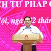 Prime Minister Pham Minh Chinh speaks at the online conference to implement the expansion of the electronic health record system and the issuance of judicial record certificates via the app VNeID nationwide. (Photo: VNA)