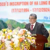 Vishal V. Sharma, Ambassador and Chair of the 46th World Heritage Committee speaks at the event. (Photo: VNA)