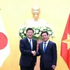 El ministro vietnamita de Industria y Comercio, Nguyen Hong Dien, y el ministro japonés encargado del Acuerdo Integral y Progresivo de Asociación Transpacífico (CPTPP), Shindo Yoshitaka. (Fuente: congthuong.vn)
