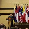 El secretario general de la ASEAN, Kao Kim Hourn, interviene en el evento. (Fuente: VNA)