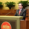 越南社会主义共和国国会主席陈青敏宣誓就职。图自越通社