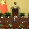 越南政府副总理陈红河在会议上发言。图自越通社