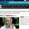 Article sur le Président Hô Chi Minh publié par le site Resumen Latinoamericano. Photo: capture d'écran