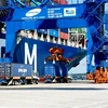 Cargo containers are loaded at Gemalink International Port in Ba Rịa-Vung Tau province. (Photo: VNA)