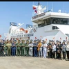 Indonesia's coast guard ship KN.Pulau Dana docks at PTSC Port in Vung Tau city. (Photo: VNA)