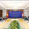 National Assembly (NA) Chairman Tran Thanh Man holds talks with President of the Cambodian NA Samdech Khuon Sudary. (Photo: VNA)