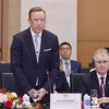 El presidente del Consejo de Negocios Unión Europea (UE) - ASEAN, Jens Rübbert, habla en la reunión (Fuente: VNA)
