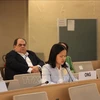 Duong Thi Nga, representante de la Fundación para la Paz y el Desarrollo de Vietnam, pronuncia un discurso en la 57 sesión del Consejo de Derechos Humanos de la ONU (Fuente: VNA)